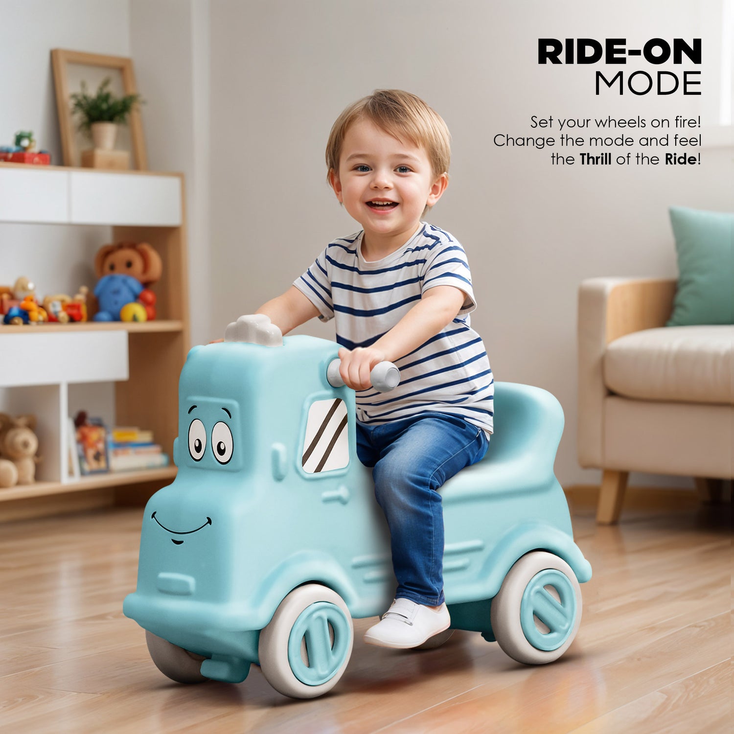 Rock N Ride 3 in 1 Baby Push Ride-On Car - Yellow