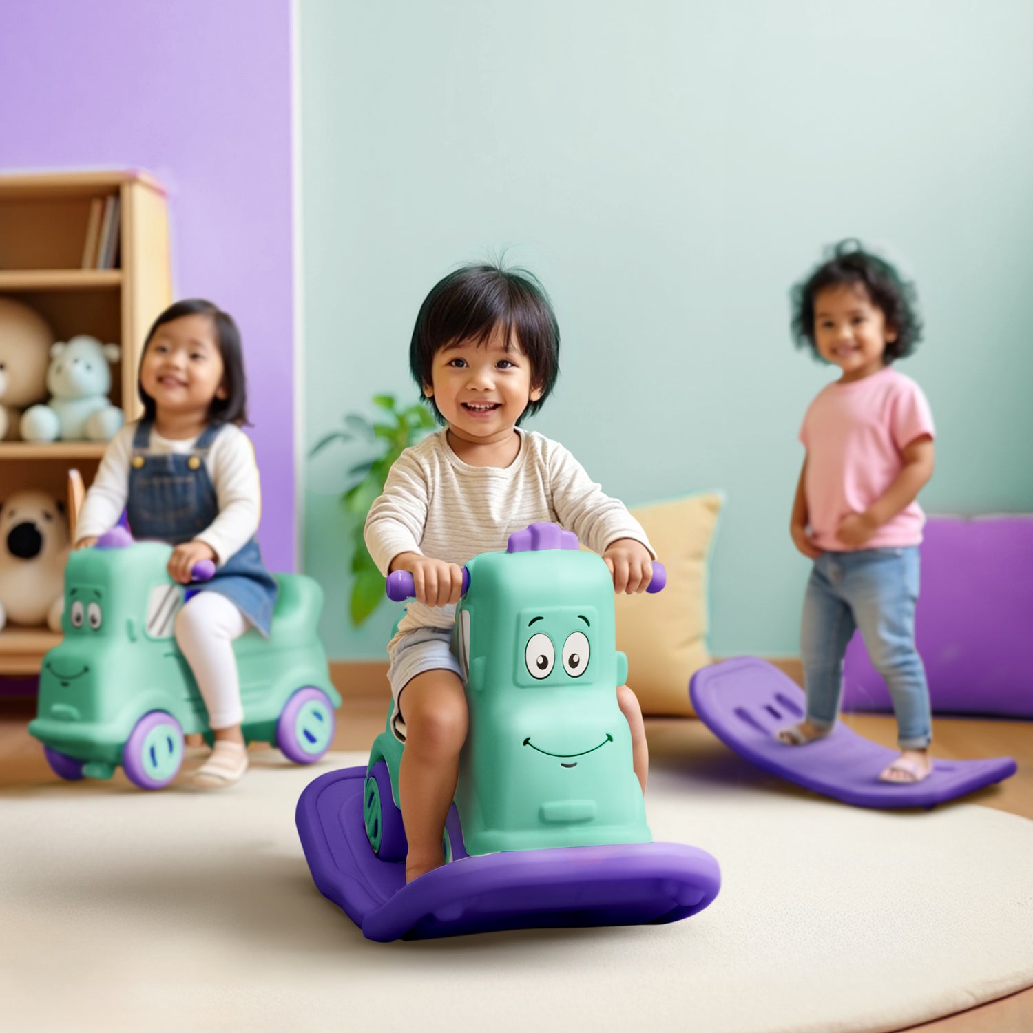 Rock N Ride 3 in 1 Baby Push Ride-On Car - Green