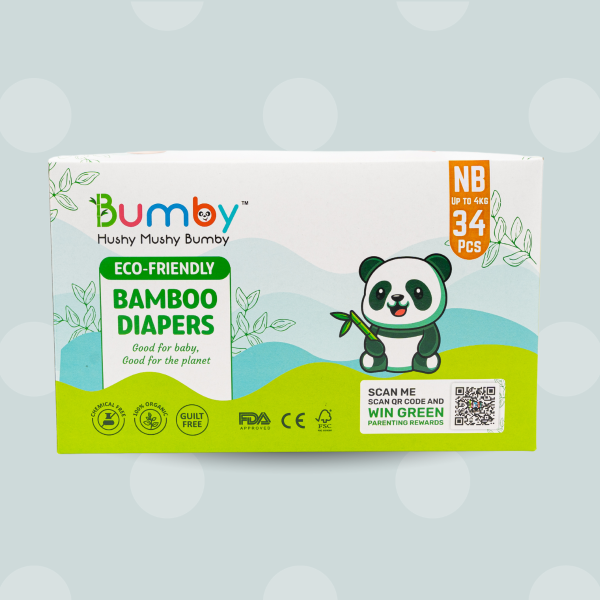 Bumby Organic Bamboo Diapers for Babies - New Born - XS