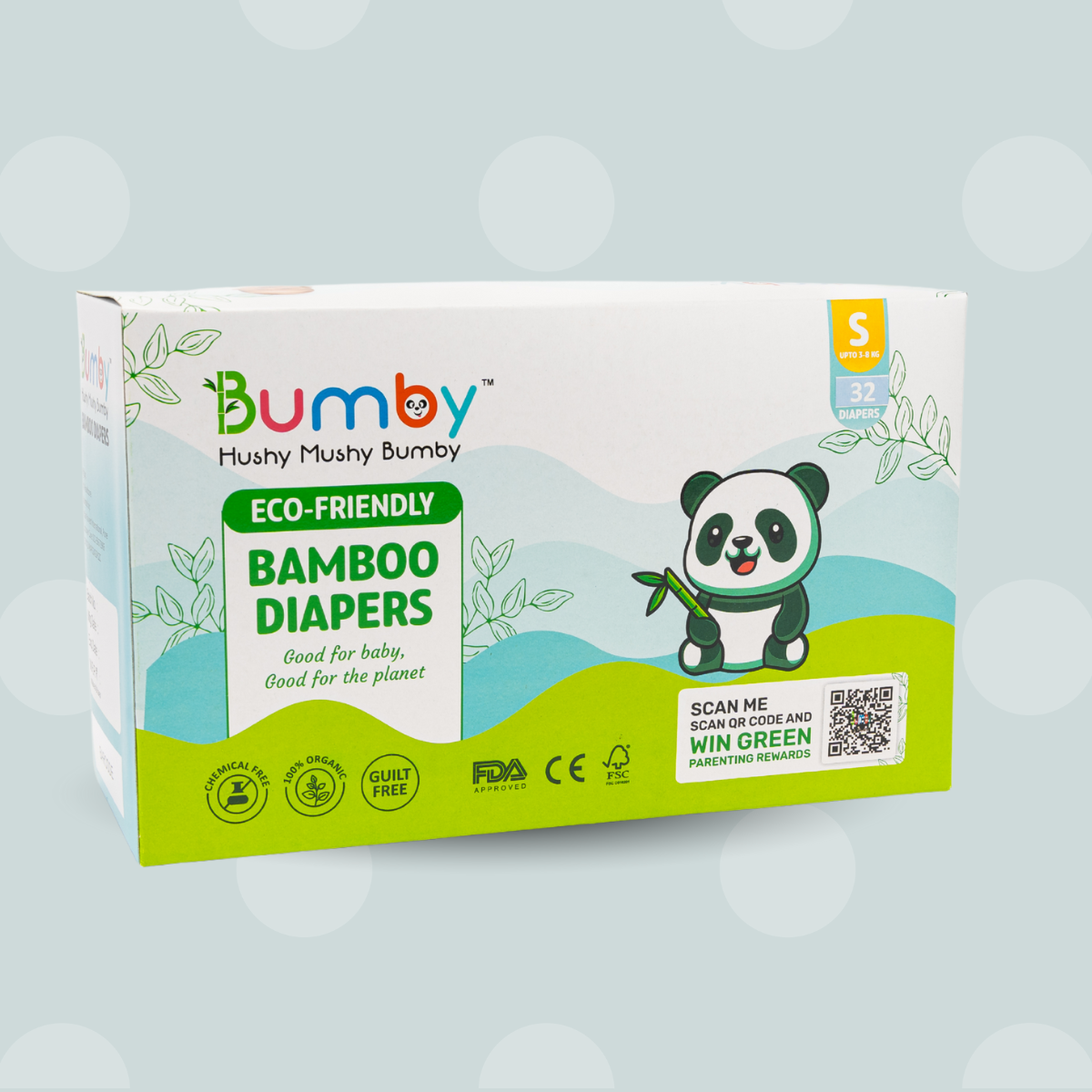 Bumby Organic Bamboo Diapers for Babies - 3 to 6 Kg - Small